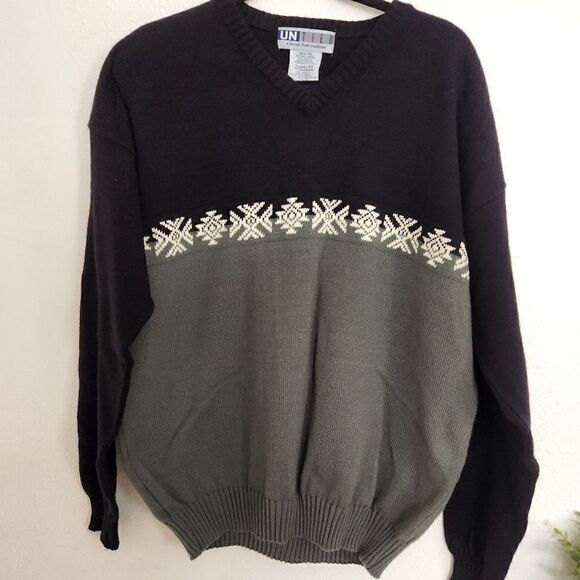 Untied Traditional Grandpa Sweater For Men in grey and black Size XL - Picture 1 of 10